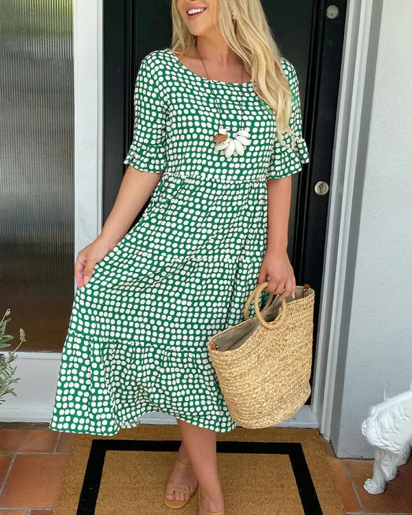 Mary | Ruffle Sleeve Midi Dress
