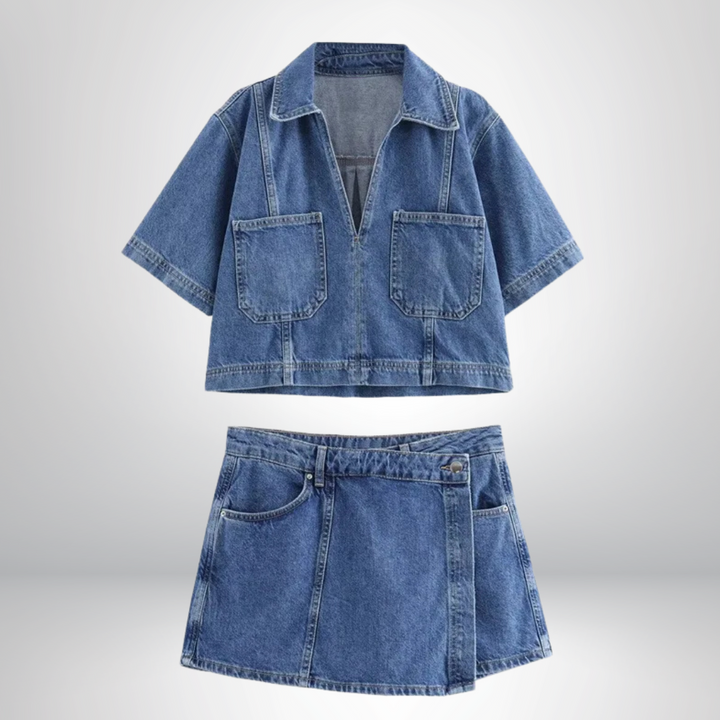 Willow | V-neck Denim Set