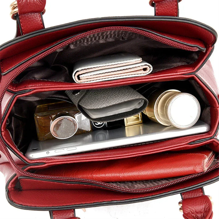 maria | burgundy handbag with double handles
