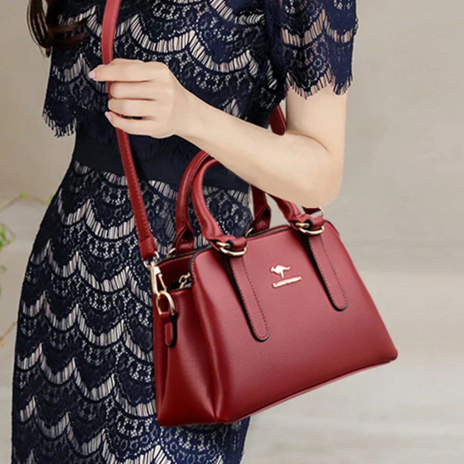 maria | burgundy handbag with double handles