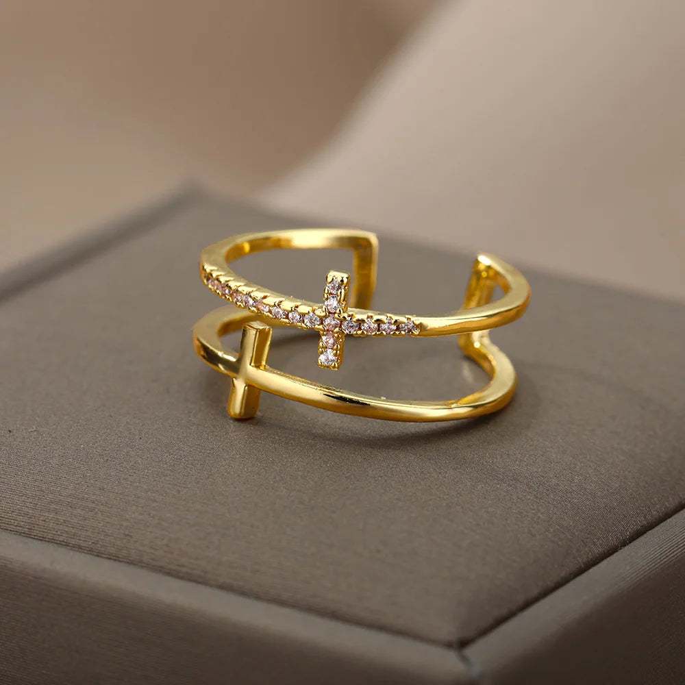 Roestvrij Stalen Ringen Voor Vrouwen 2024 Trend Nieuw In Goud Kleur Ring Femme Bruidspaar Sieraden Gratis Verzending Item Anillos Mujer