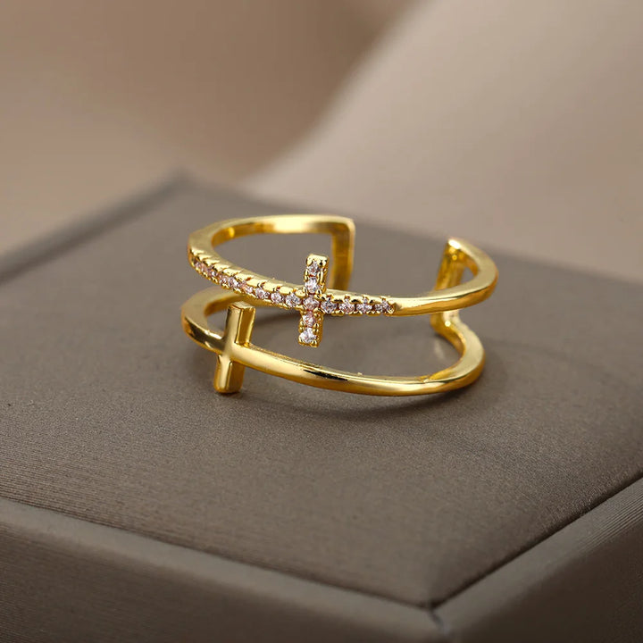 Roestvrij Stalen Ringen Voor Vrouwen 2024 Trend Nieuw In Goud Kleur Ring Femme Bruidspaar Sieraden Gratis Verzending Item Anillos Mujer