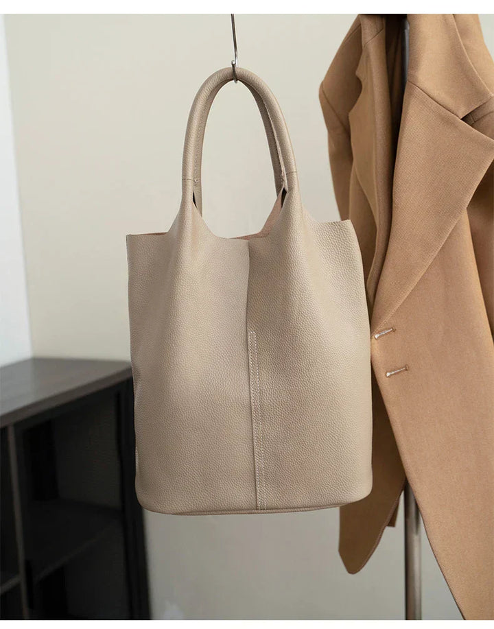 saga | ight blue bucket bag in luxury leather look
