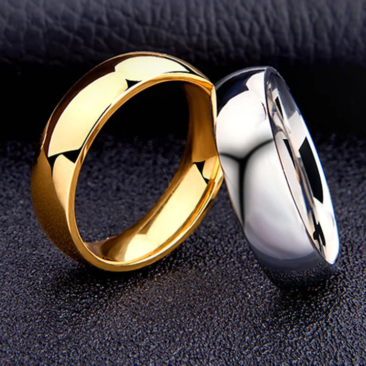 Eenvoudige 6mm Titanium Ring Vrouwen Mannen Voorkomen Allergie Hoog Gepolijst Trouwringen Rvs Paar Vinger Sieraden Geschenken