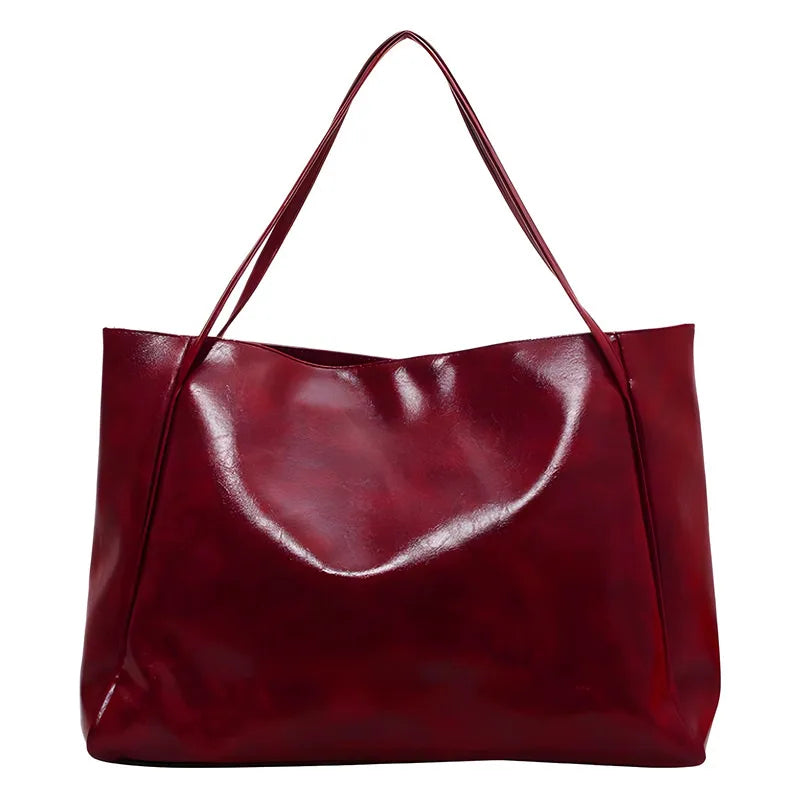 lisa | spacious brown tote bag in faux leather