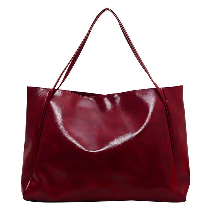 lisa | spacious brown tote bag in faux leather