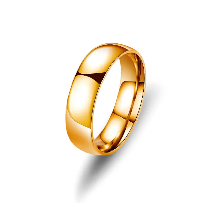 Eenvoudige 6mm Titanium Ring Vrouwen Mannen Voorkomen Allergie Hoog Gepolijst Trouwringen Rvs Paar Vinger Sieraden Geschenken