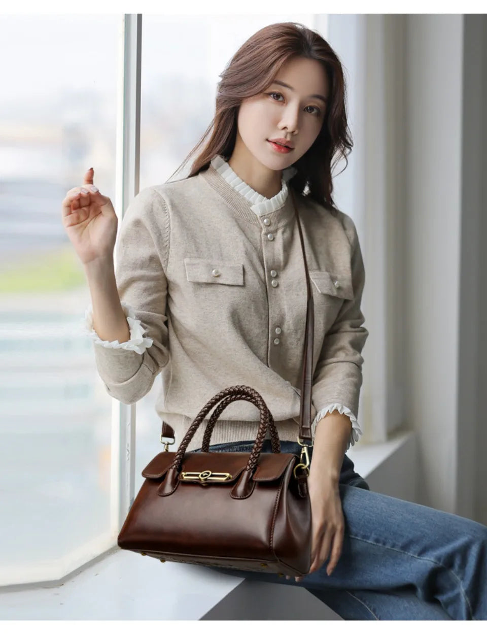 ronja | classic bag with braided handle and gold details