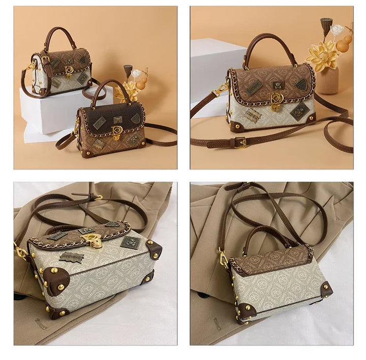 zelda | retro shoulder bag with monogram and gold details
