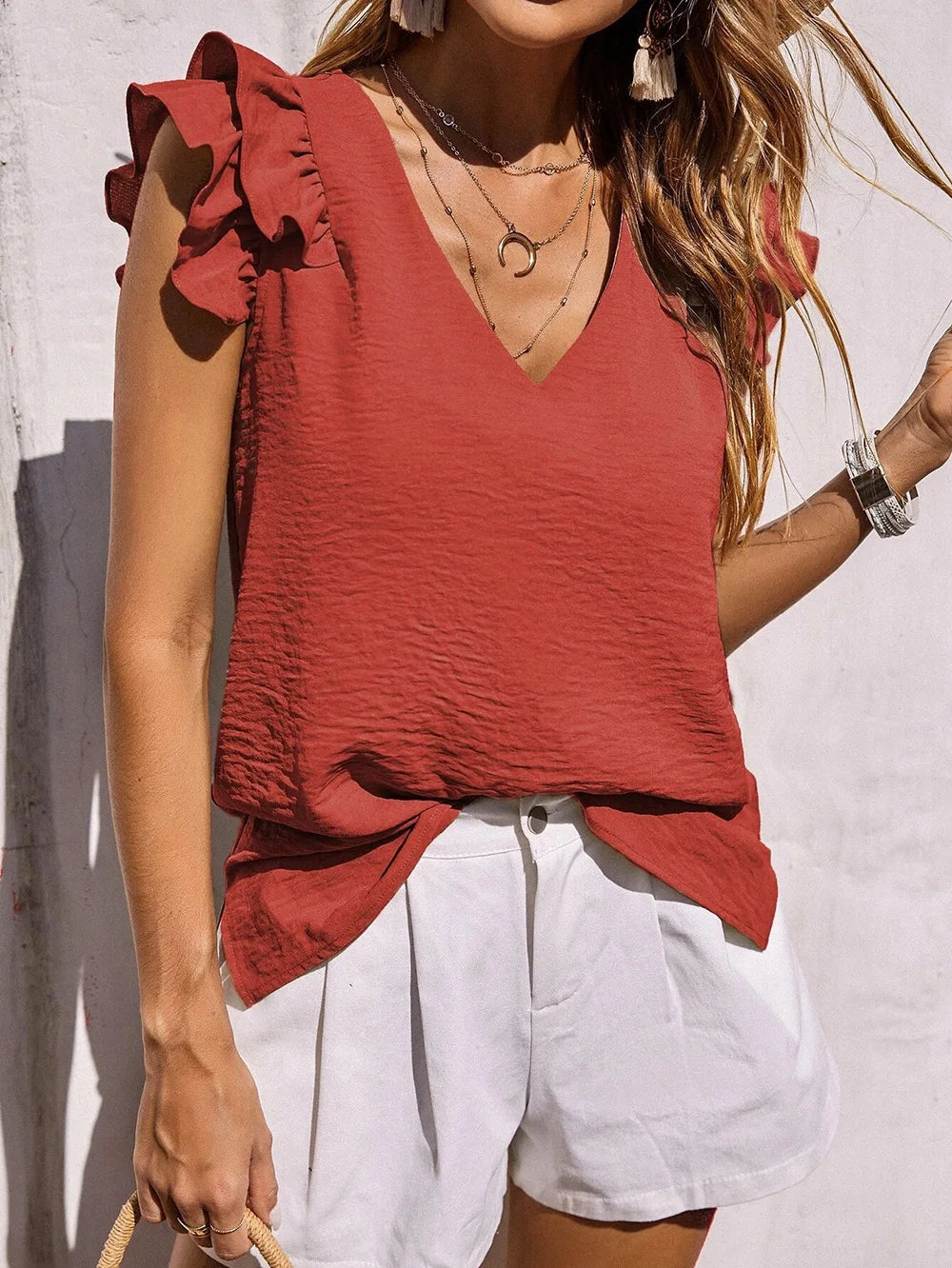Lynette| Playful Ruffle Sleeve Summer Top