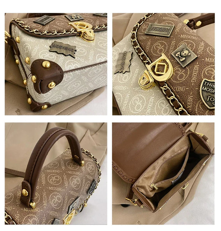 zelda | retro shoulder bag with monogram and gold details