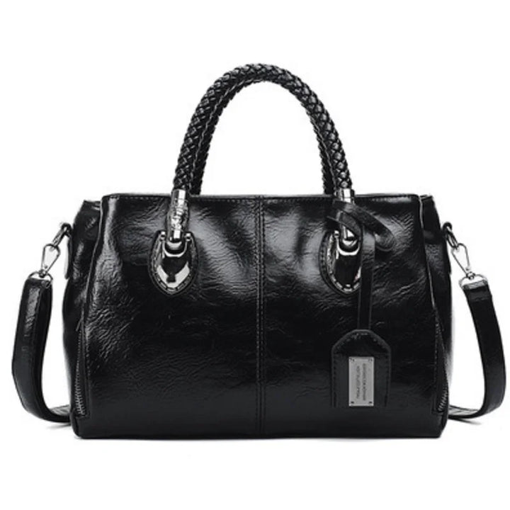 Pia | Elegant leather bag with braided handles