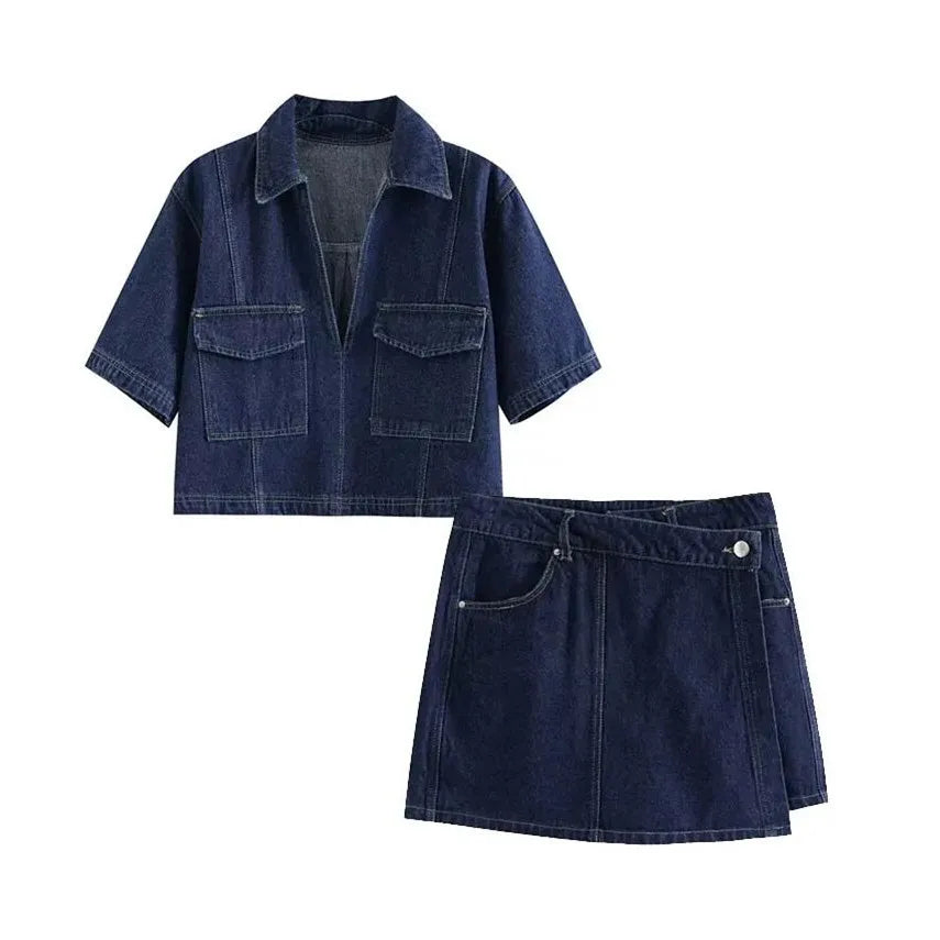 Willow | V-neck Denim Set
