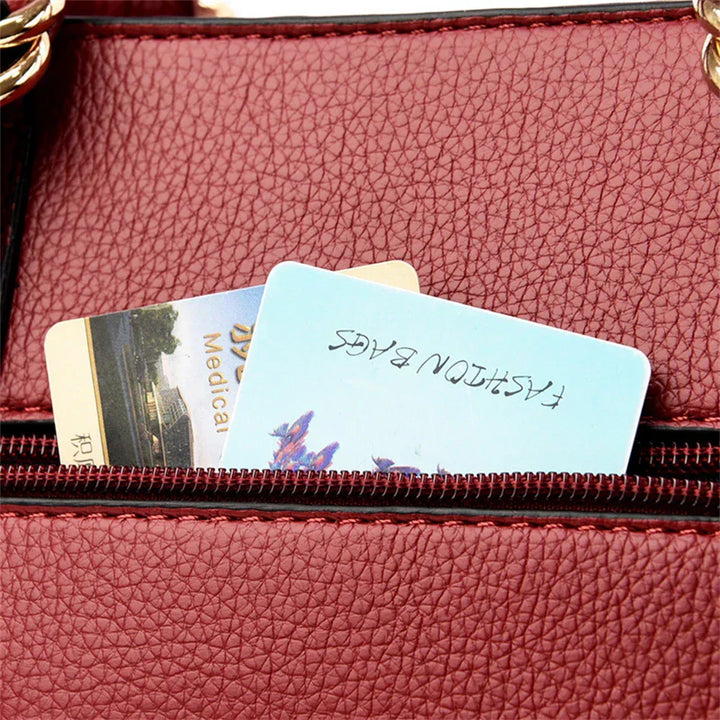 maria | burgundy handbag with double handles