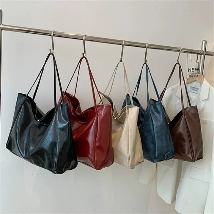 lisa | spacious brown tote bag in faux leather