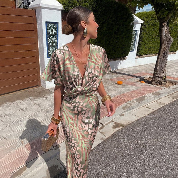 Kelsey | Long Dress with V-Neck and Twisted Finish