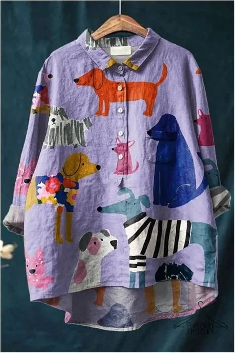 Kiara | Casual Shirt with Fun Dog Print