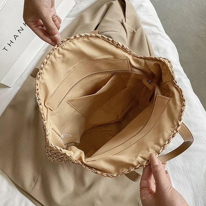 Juliette | Handwoven Round Straw Rattan Beach Bag