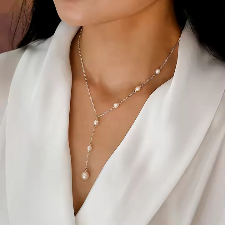 ELEGANT RUBY PENDANT & PEARL NECKLACE