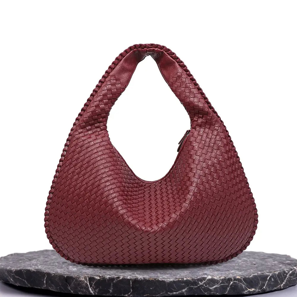 Tessa | Elegant PU Leather Woven Tote Bag
