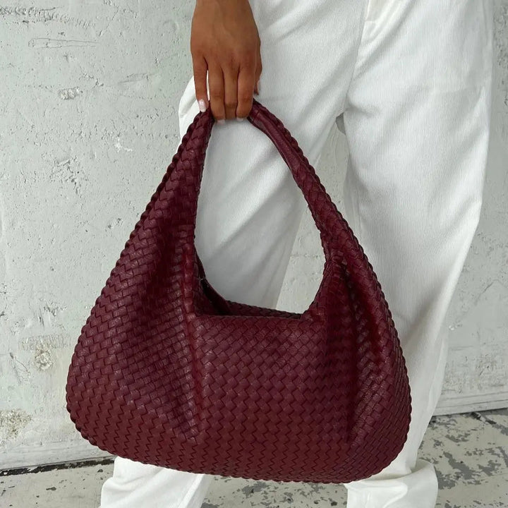 Tessa | Elegant PU Leather Woven Tote Bag