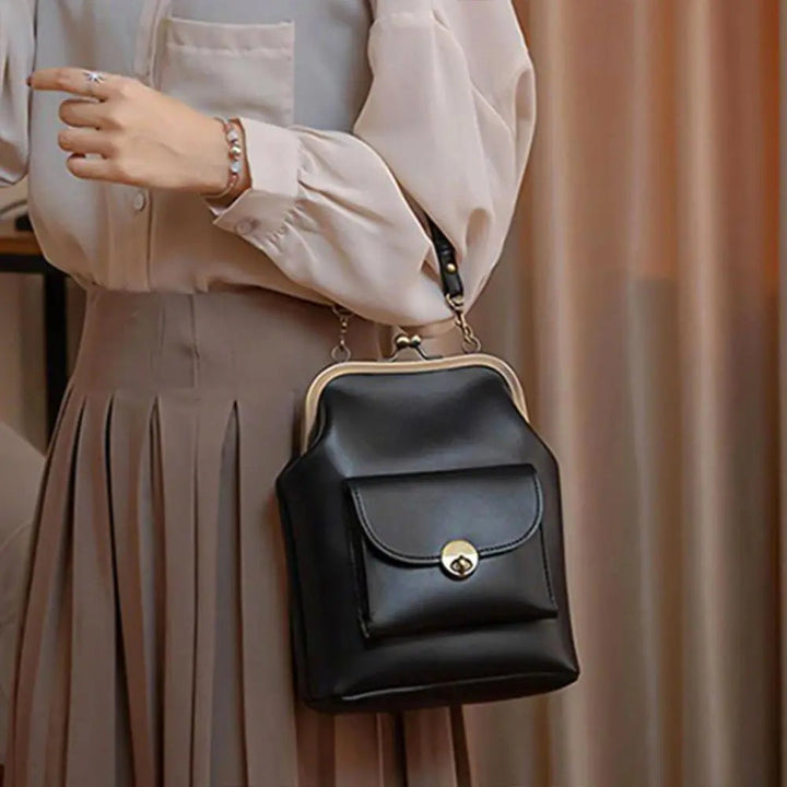 Anna | Chic Leather Bag with Kiss-Lock Closure
