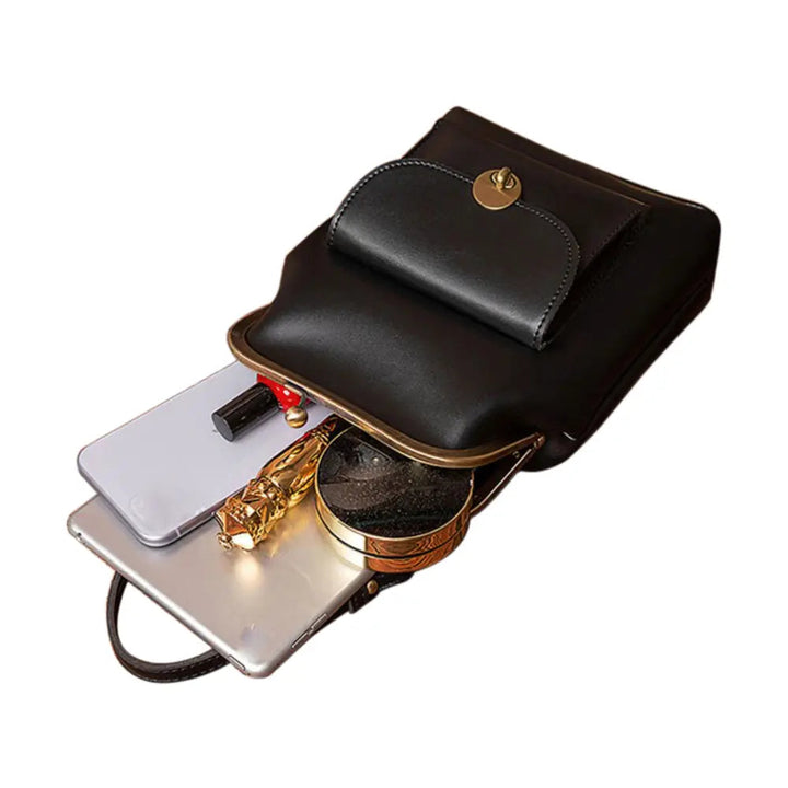 Anna | Chic Leather Bag with Kiss-Lock Closure