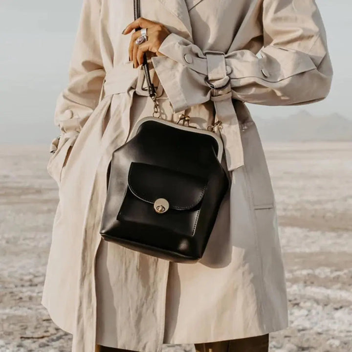 Anna | Chic Leather Bag with Kiss-Lock Closure