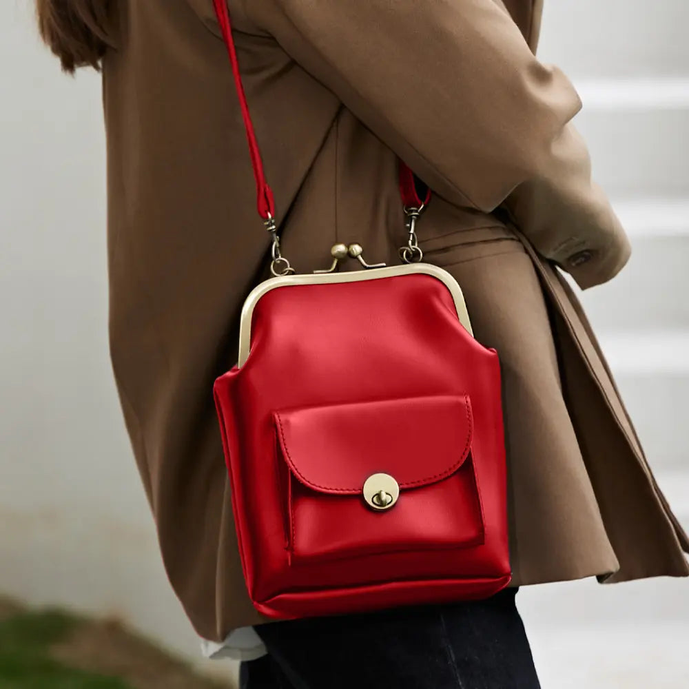 Anna | Chic Leather Bag with Kiss-Lock Closure