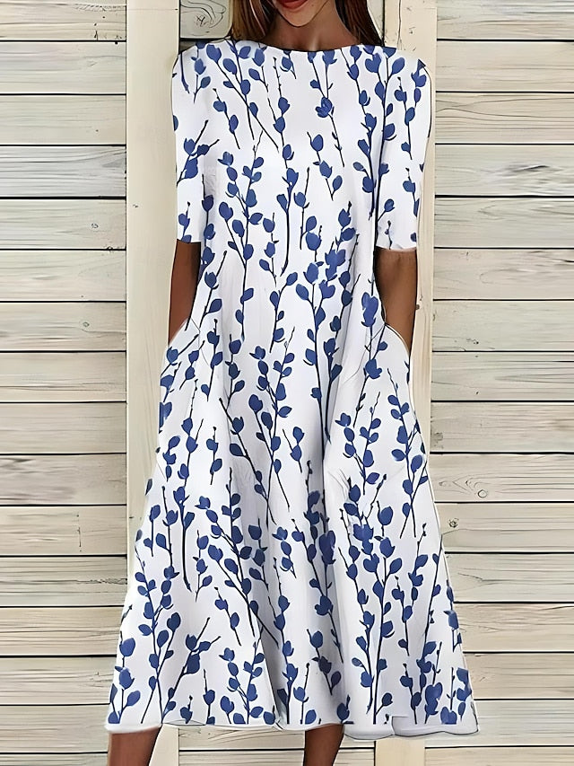 Olivia | Summer Midi Dress With Coastal Flowers