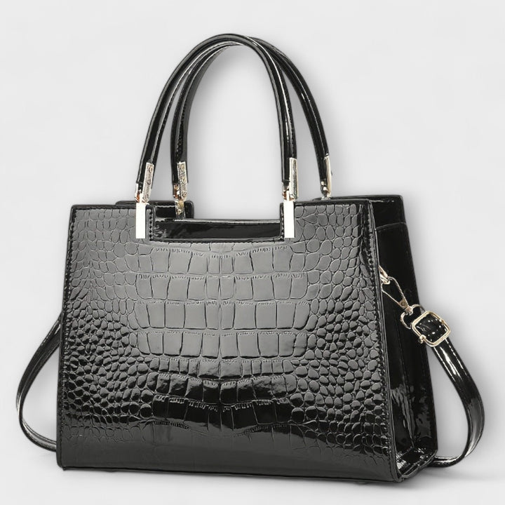 Janne | Glossy Croc Patterned Handbag