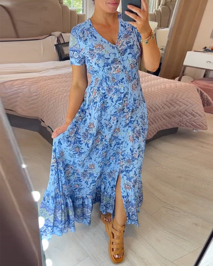 Wibia | Floral Print V-Neck Dress