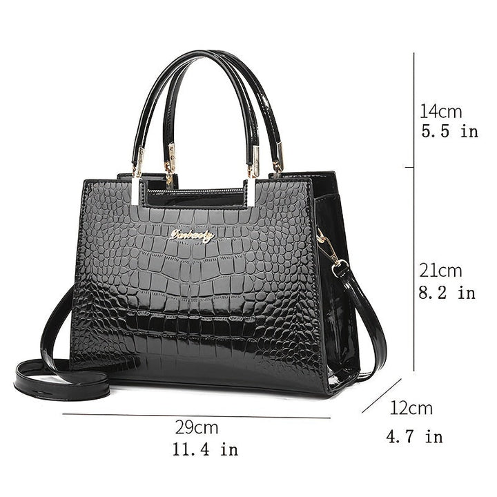 Janne | Glossy Croc Patterned Handbag