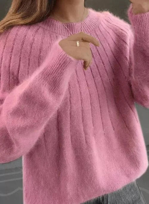 Shereen | Round Neck Fluffy Sweater