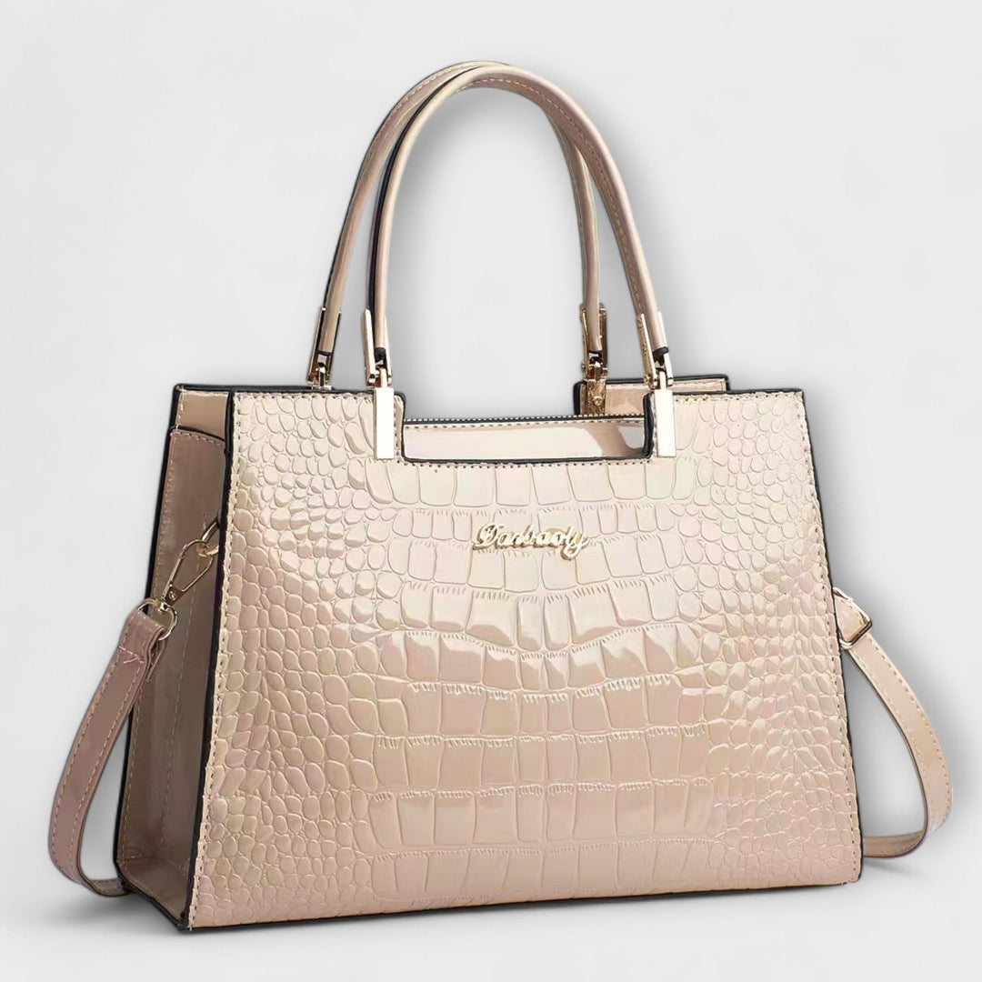 Janne | Glossy Croc Patterned Handbag