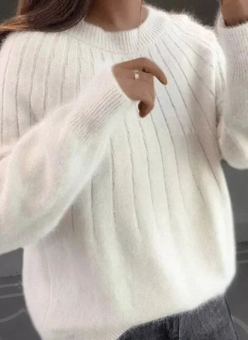 Shereen | Round Neck Fluffy Sweater