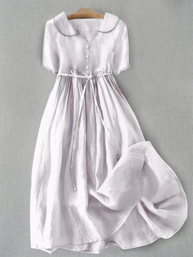 Isla | Elegant Dress Made of Cotton and Linen with Mid-Length Sleeves
