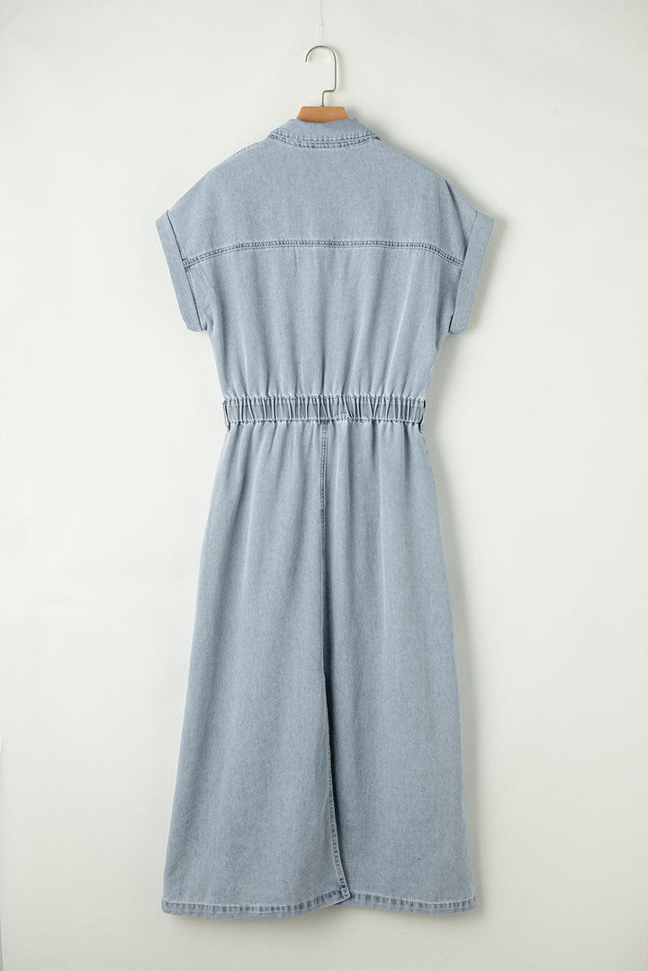 Harper | Elegant Denim Dress with Short Batwing Sleeves