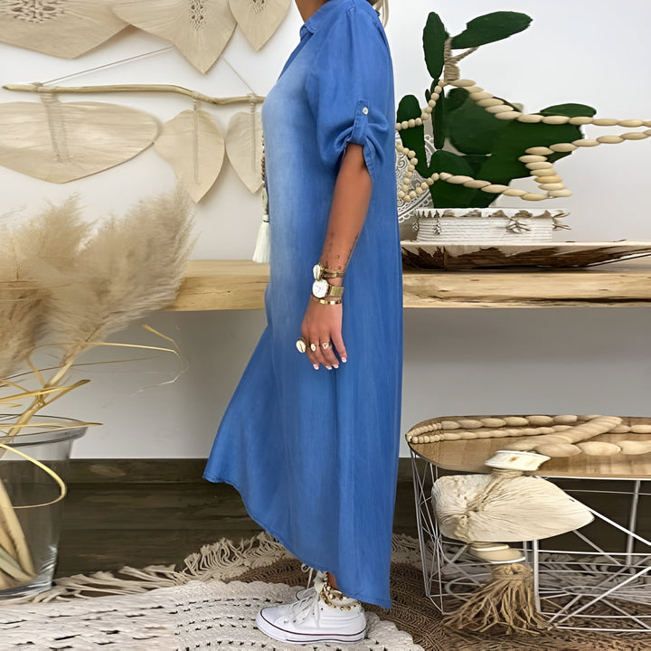 Sofia | Denim Dress with V-Neck