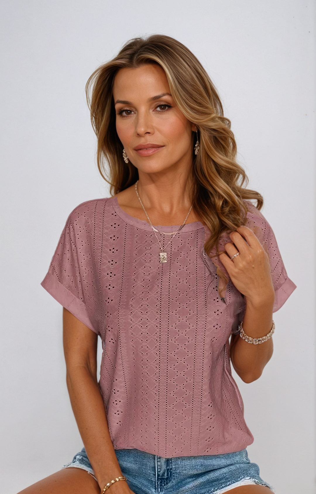 Becky | Casual Eyelet Top