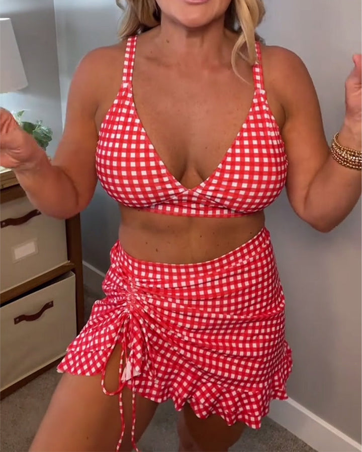 Ava | Checkered Strap Bikini Set