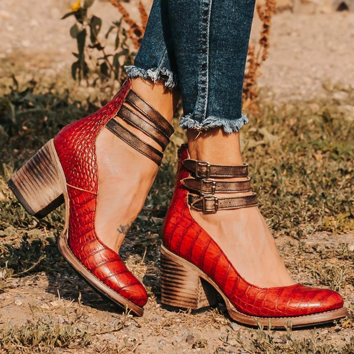 Aria | Multi-Strap Heels with Thick Heel