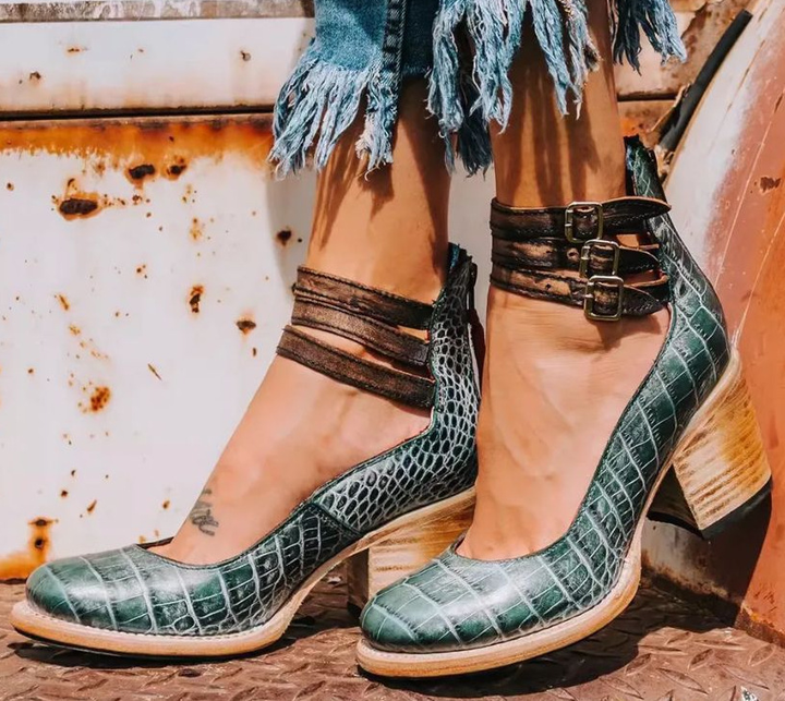 Aria | Multi-Strap Heels with Thick Heel