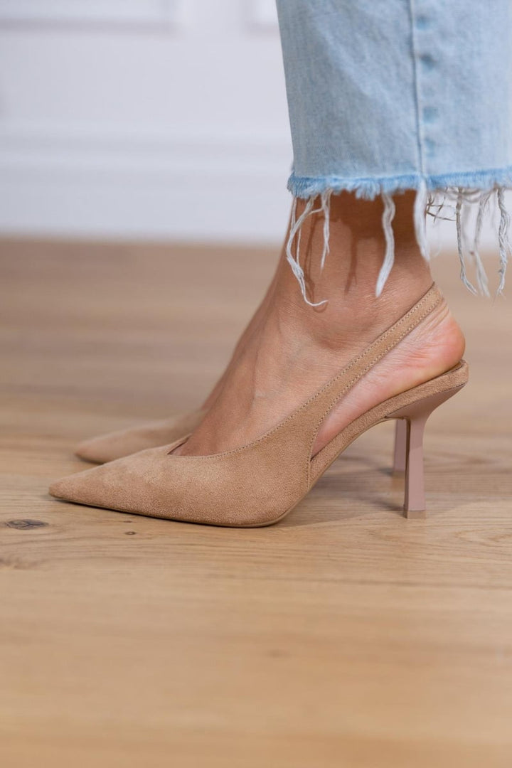 Layla | Nude Slingback Heels with Thin Heel