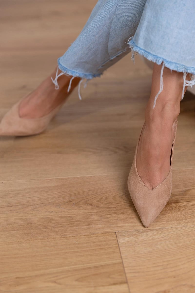 Layla | Nude Slingback Heels with Thin Heel