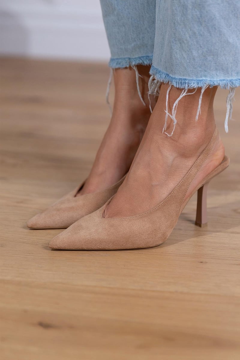 Layla | Nude Slingback Heels with Thin Heel
