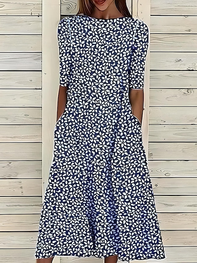 Olivia | Summer Midi Dress With Coastal Flowers